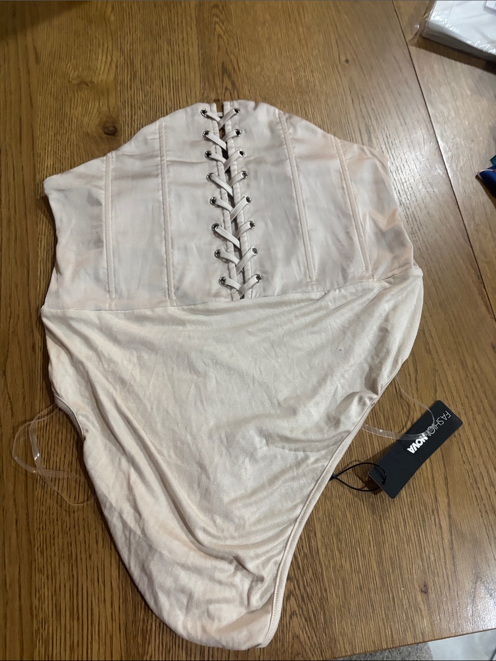 Fashion Nova Lace-Up Corset Bodysuit